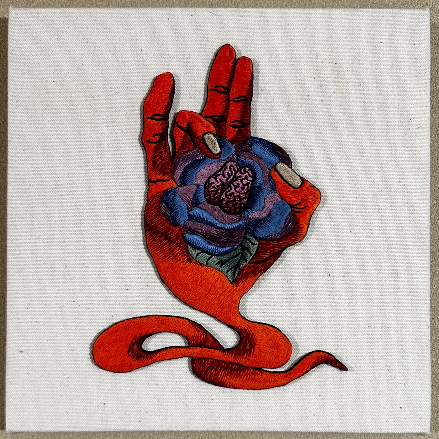 Brain Flower No.2 — canvas embroidery by the artist